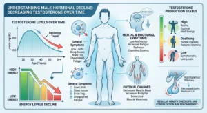 Illustration showing how low testosterone contributes to persistent fatigue and low energy in men