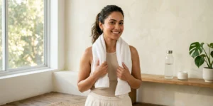 Sweating and trapped moisture causing skin darkening in inner thigh and intimate areas.