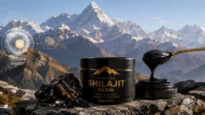 Purified shilajit traditionally used to support energy and vitality.