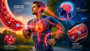 Illustration explaining how healthy circulation improves energy and cellular function.