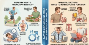 Common factors that negatively affect sperm quality and male fertility.